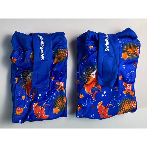 Swim Schools Blue and Orange Fabric Arm Floats 30-50 lbs. New in Box - Picture 2 of 7
